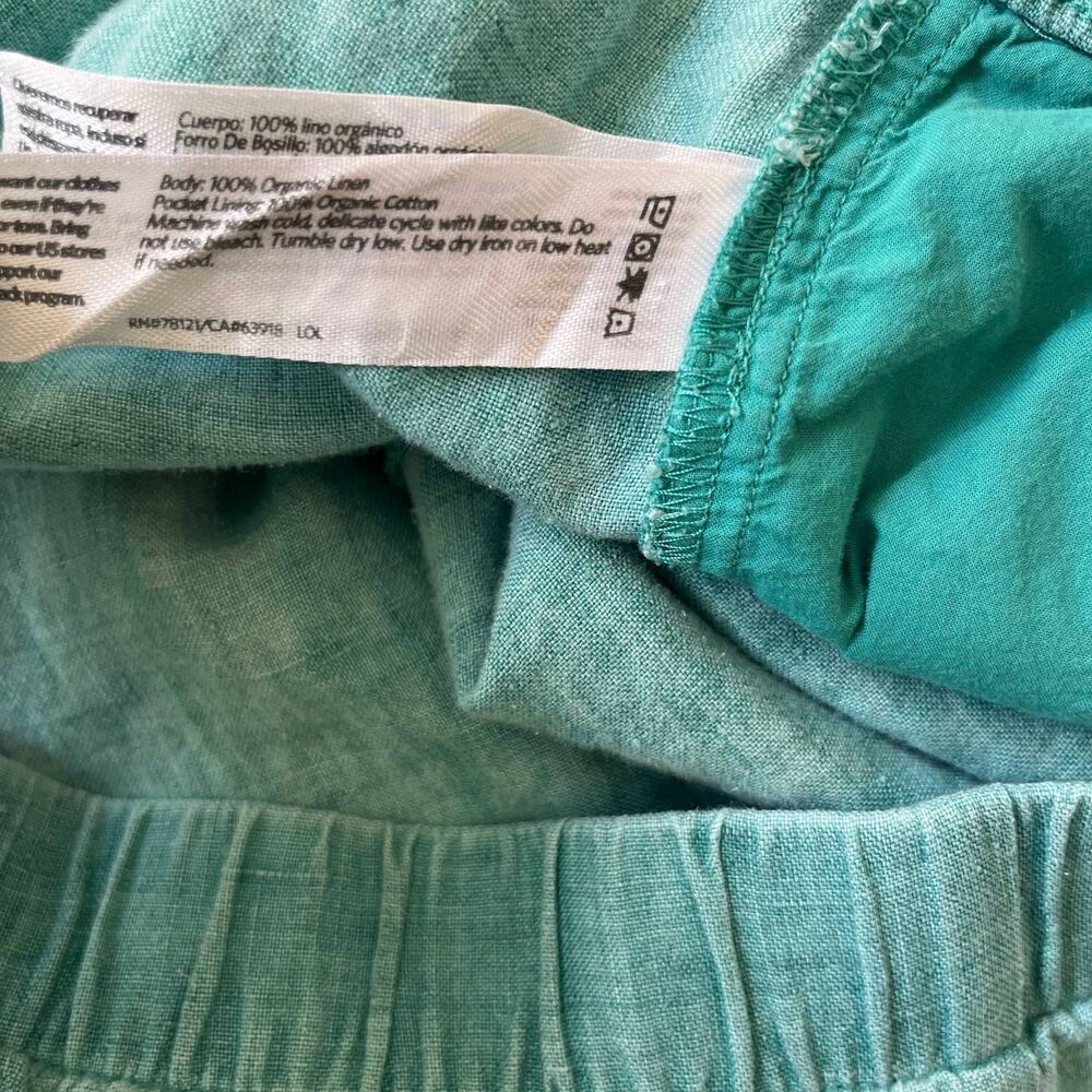 Eileen Fisher Linen Pants Womens Size 2X Teal Organic Wide Leg Cropped Lagenlook - Picture 7 of 8